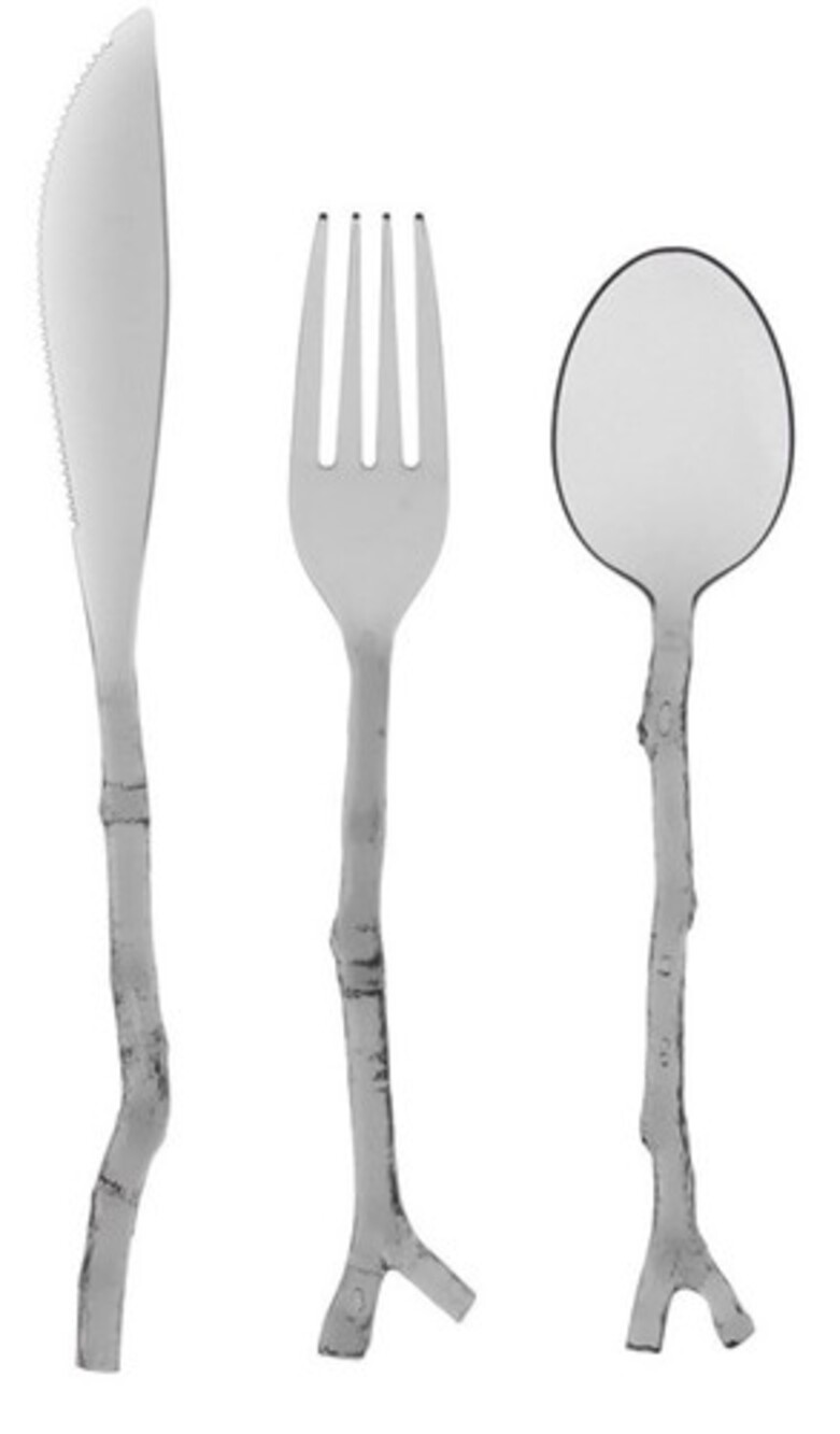 MadHouse Michael Aram Designs Grey Plastic Twigs Design In Box 12 count Cutlery